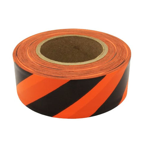 Presco Patterned Stripe Roll Flagging - 12 Rolls - Orange/Black - SOBK