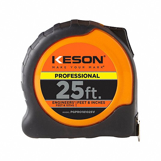 PGPRO181025V 25' Nylon Coated Steel Pocket Tape - 10ths/Inches